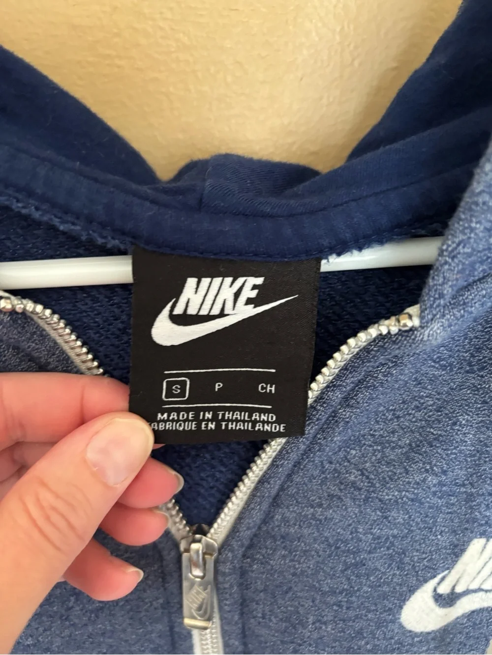 Nike Blue Heather Full-Zip Hoodie with White Logo
